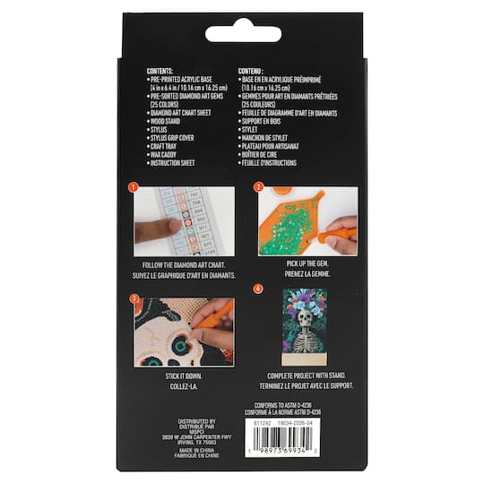 4" x 6" Floral Skeleton Acrylic Surface Diamond Art Kit with Wood Stand by Make Market®